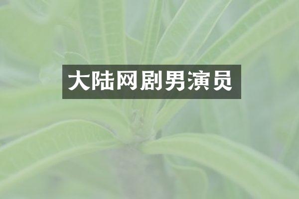 大陆网剧男演员