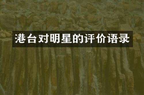 港台对明星的评价语录