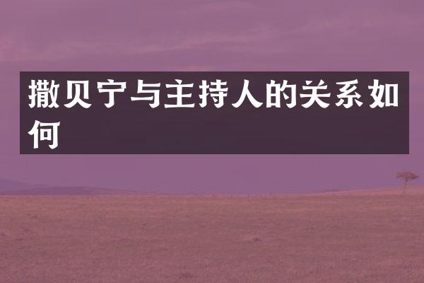 撒贝宁与主持人的关系如何