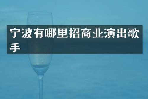 宁波有哪里招商业演出歌手