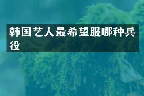 韩国艺人最希望服哪种兵役