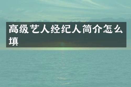 高级艺人经纪人简介怎么填