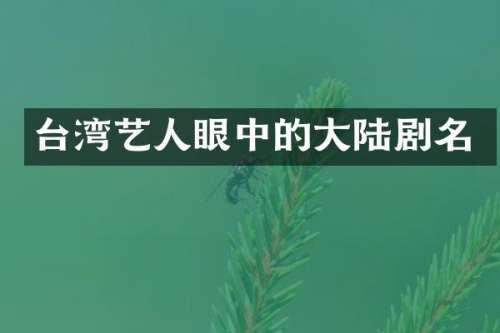台湾艺人眼中的大陆剧名
