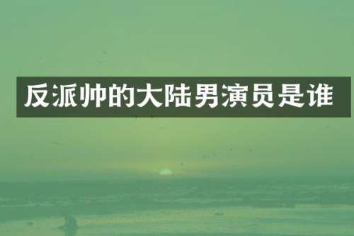 反派帅的大陆男演员是谁