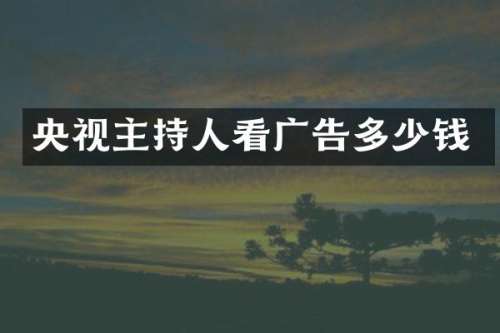 央视主持人看广告多少钱