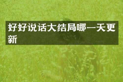 好好说话大结局哪一天更新