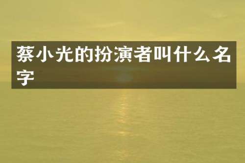 蔡小光的扮演者叫什么名字