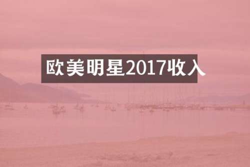 欧美明星2017收入