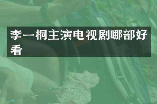 李一桐主演电视剧哪部好看