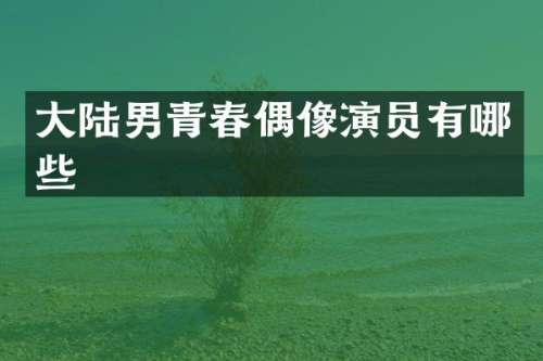 大陆男青春偶像演员有哪些