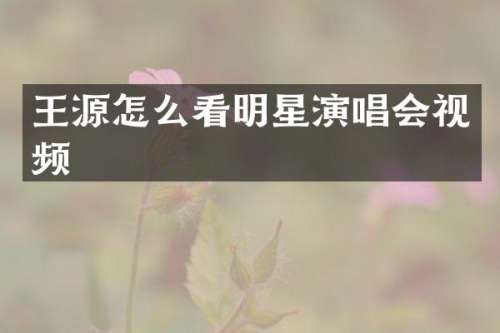 王源怎么看明星演唱会视频