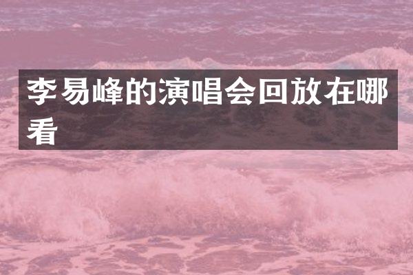 李易峰的演唱会回放在哪看