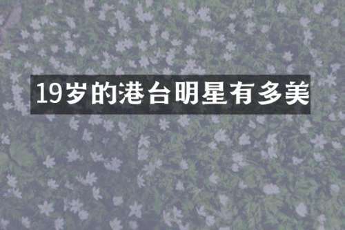 19岁的港台明星有多美