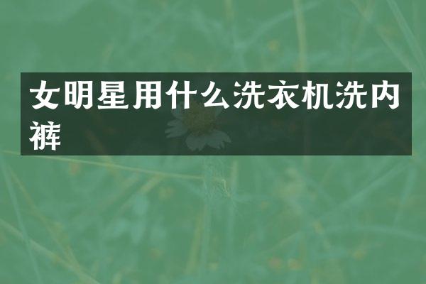 女明星用什么洗衣机洗内裤