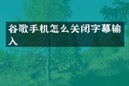 谷歌手机怎么关闭字幕输入