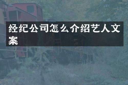 经纪公司怎么介绍艺人文案