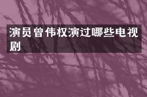 演员权演过哪些电视剧