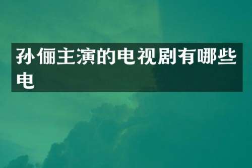 孙俪主演的电视剧有哪些电