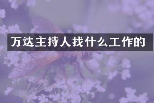 万达主持人找什么工作的
