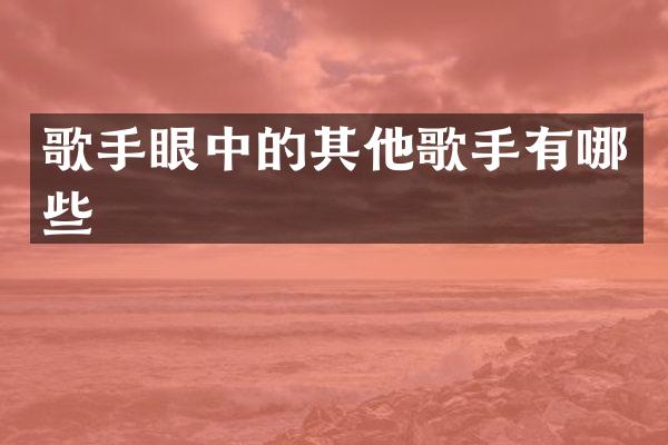 歌手眼中的其他歌手有哪些