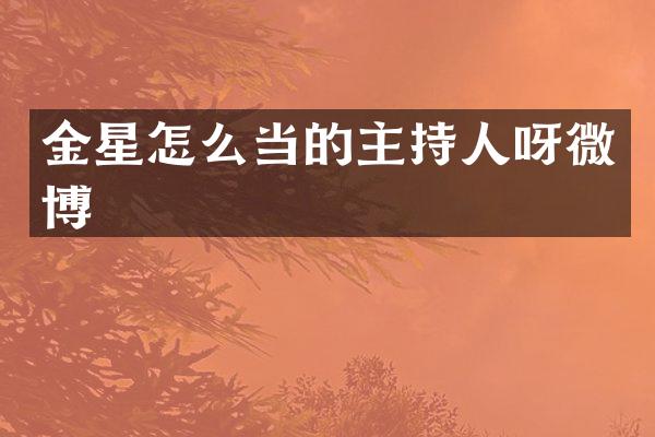 金星怎么当的主持人呀微博