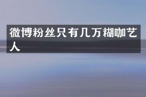 微博粉丝只有几万糊咖艺人