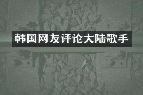 韩国网友评论大陆歌手