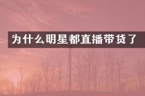 为什么明星都直播带货了