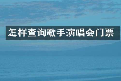 怎样查询歌手演唱会门票