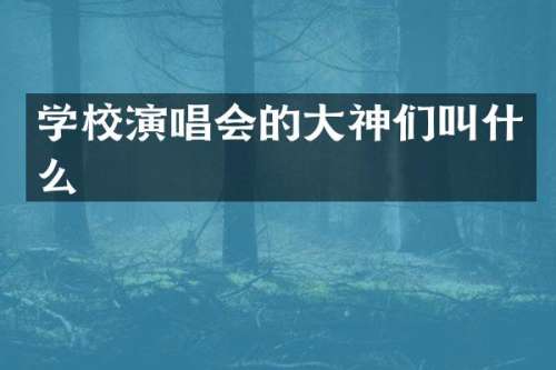 学校演唱会的大神们叫什么