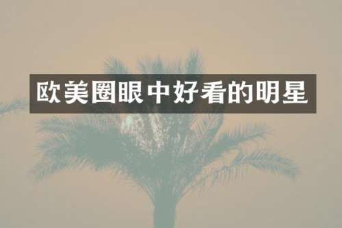 欧美圈眼中好看的明星