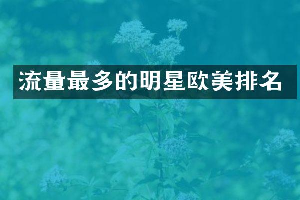 流量最多的明星欧美排名