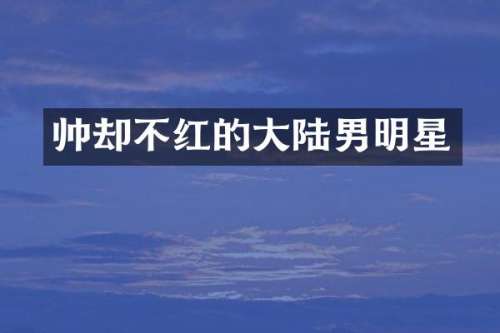 帅却不红的大陆男明星