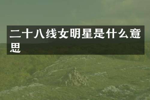 二十八线女明星是什么意思