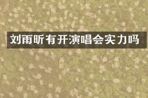 刘雨昕有开演唱会实力吗