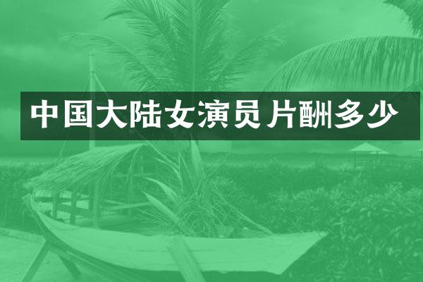 中国大陆女演员片酬多少
