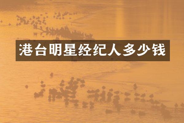 港台明星经纪人多少钱