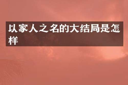 以家人之名的大结局是怎样
