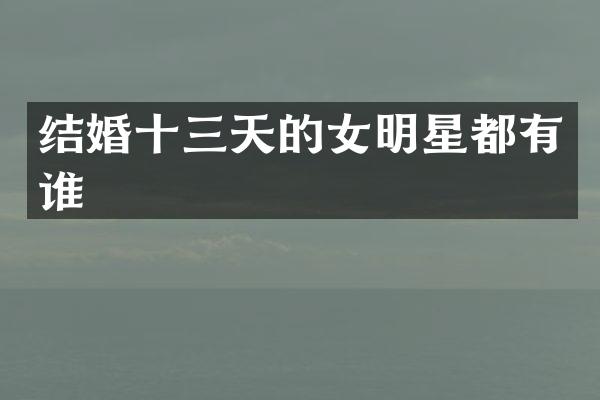 结婚十三天的女明星都有谁