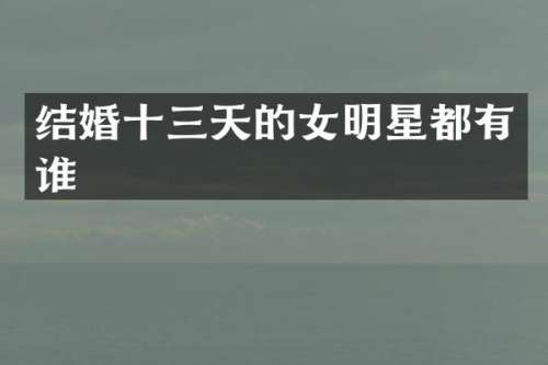 结婚十三天的女明星都有谁