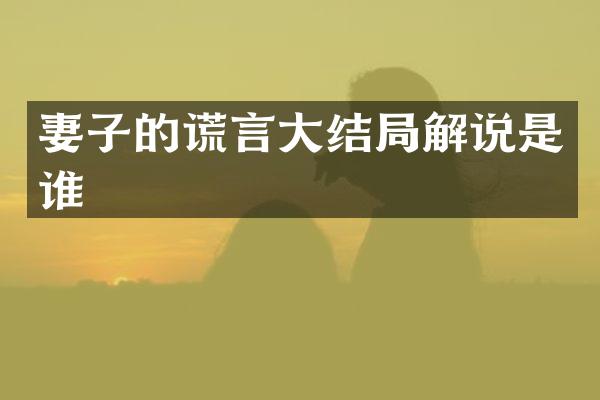 妻子的谎言大结局解说是谁