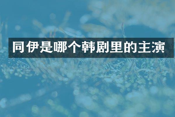 同伊是哪个韩剧里的主演