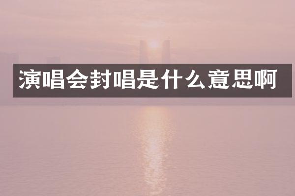 演唱会封唱是什么意思啊
