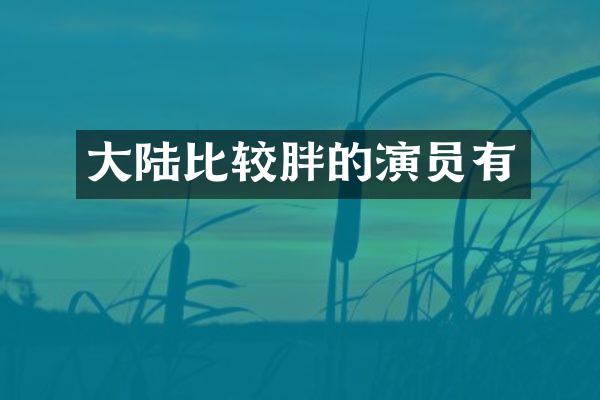 大陆比较胖的演员有