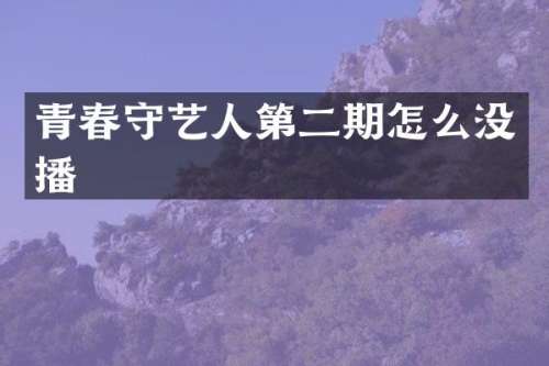 青春守艺人第二期怎么没播
