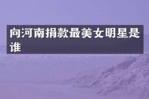 向河南捐款最明星是谁