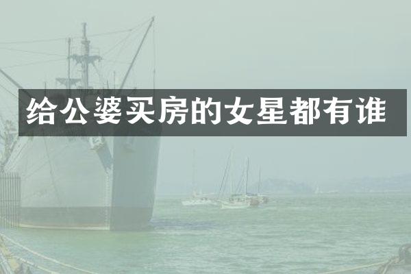 给公婆买房的女星都有谁