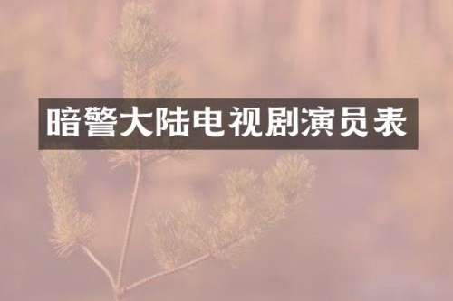 暗警大陆电视剧演员表