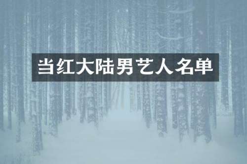 当红大陆男艺人名单