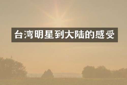 台湾明星到大陆的感受